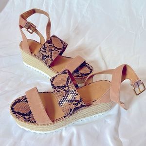 Pink Snakeskin platform sandals